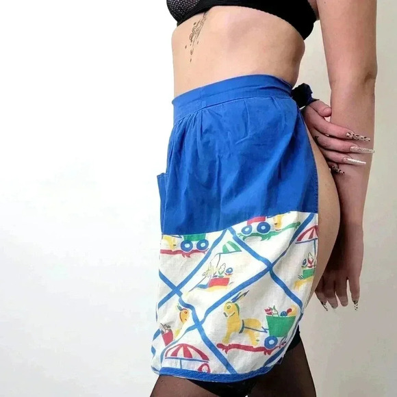 Vintage 1950's / 1960's Tie Back Artist Kitchen Cooking Apron - Picture 4 of 5